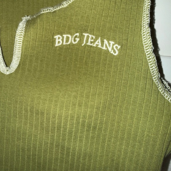 BDG Urban Outfitters Ribbed Tank Top Olive Green Logo Y2K Womens M - Picture 3 of 8